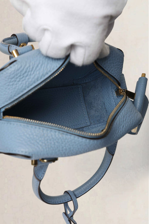 Delvaux Blue Cool Box Nano Taurillon Soft Crossbody Bag