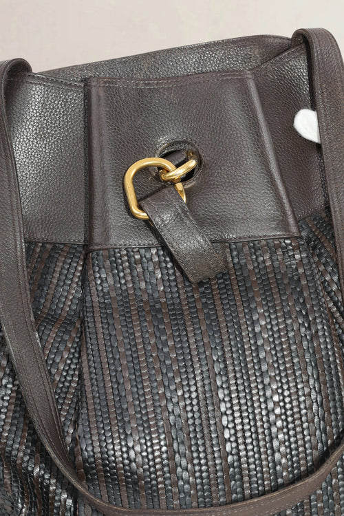 Delvaux Brown Toile De Cuir Leather Faust Shoulder Bag