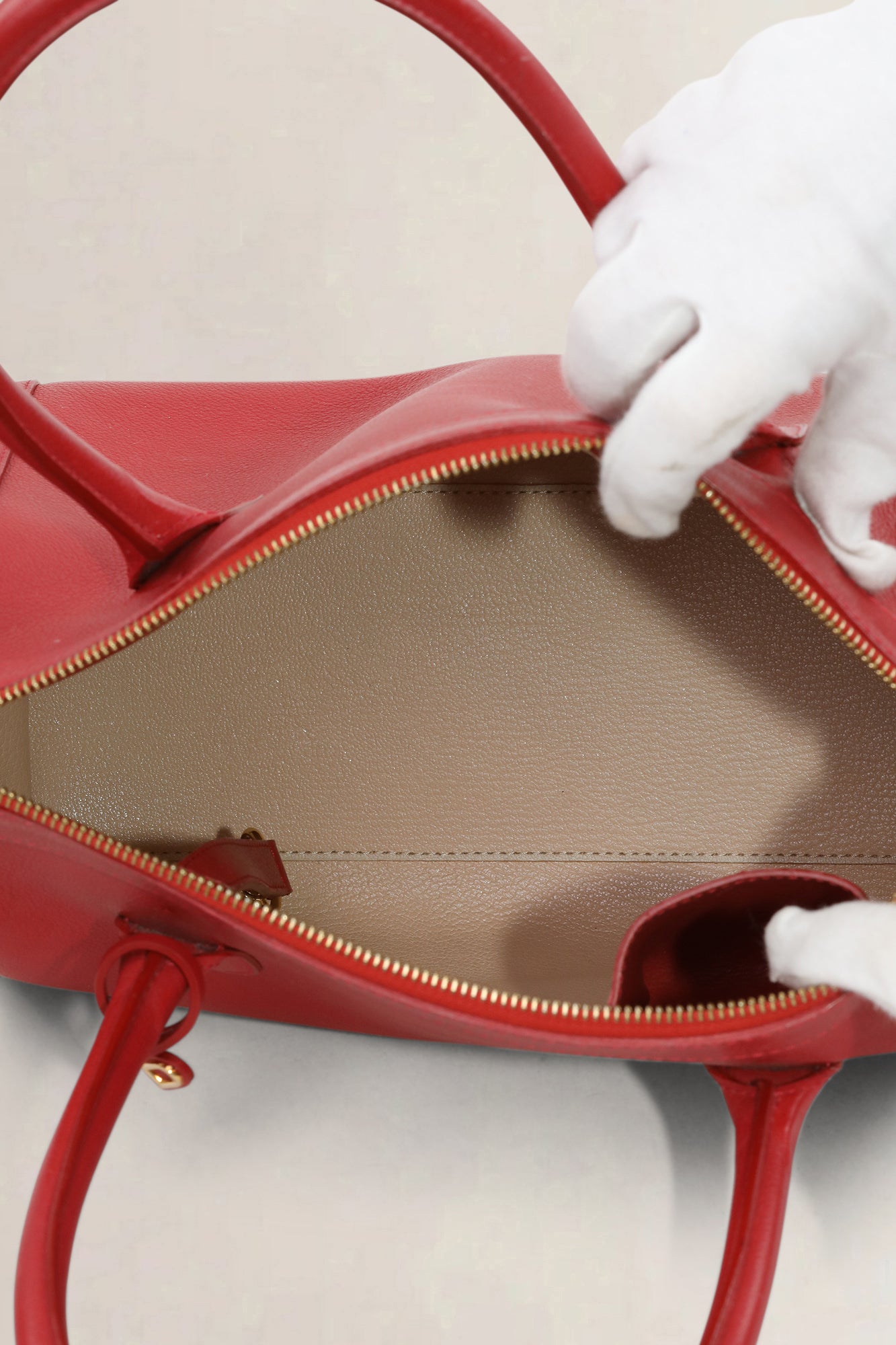 Delvaux Red Leather Boston Bag