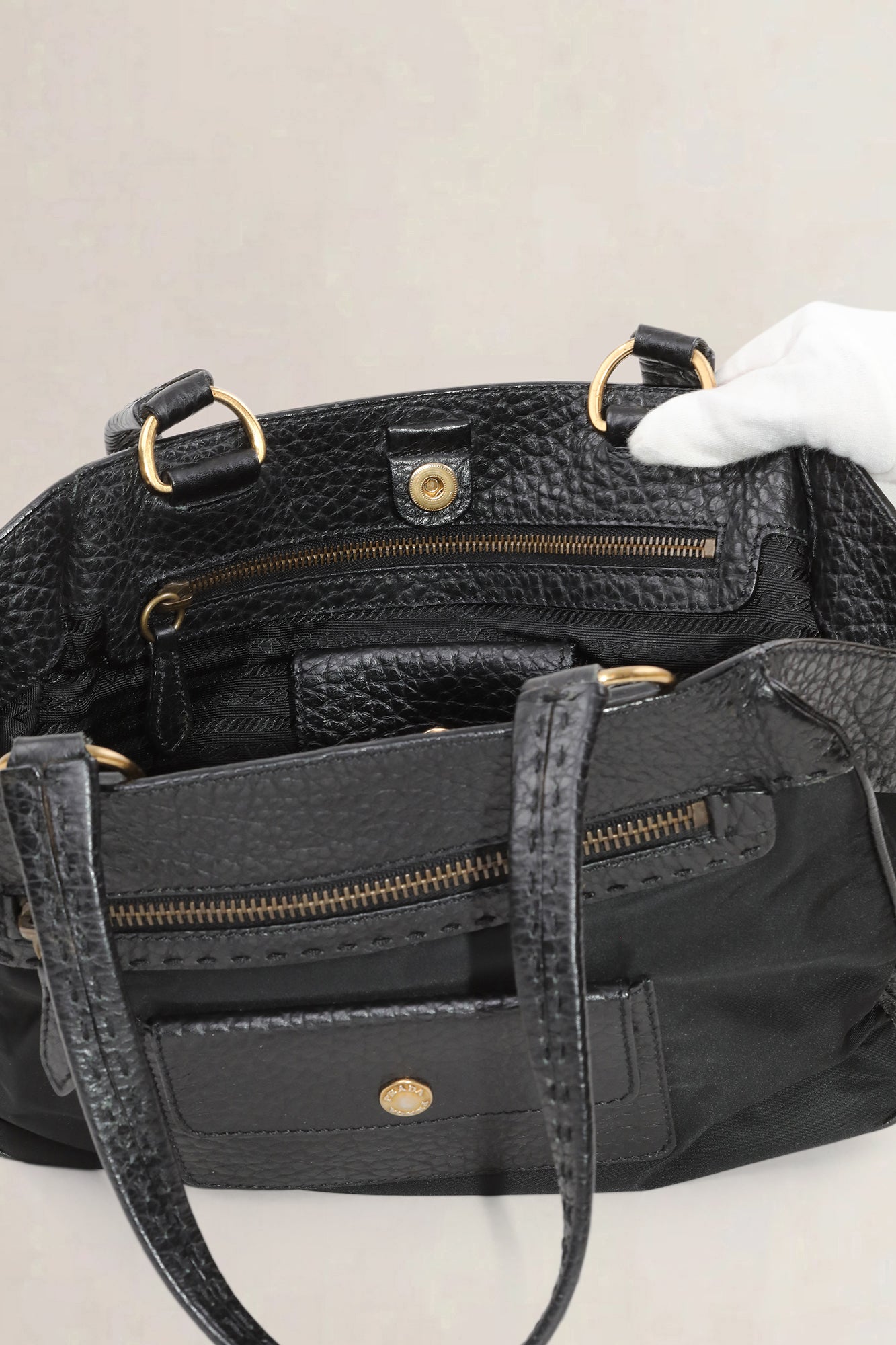 Prada Black Leather/Nylon Shoulder Bag