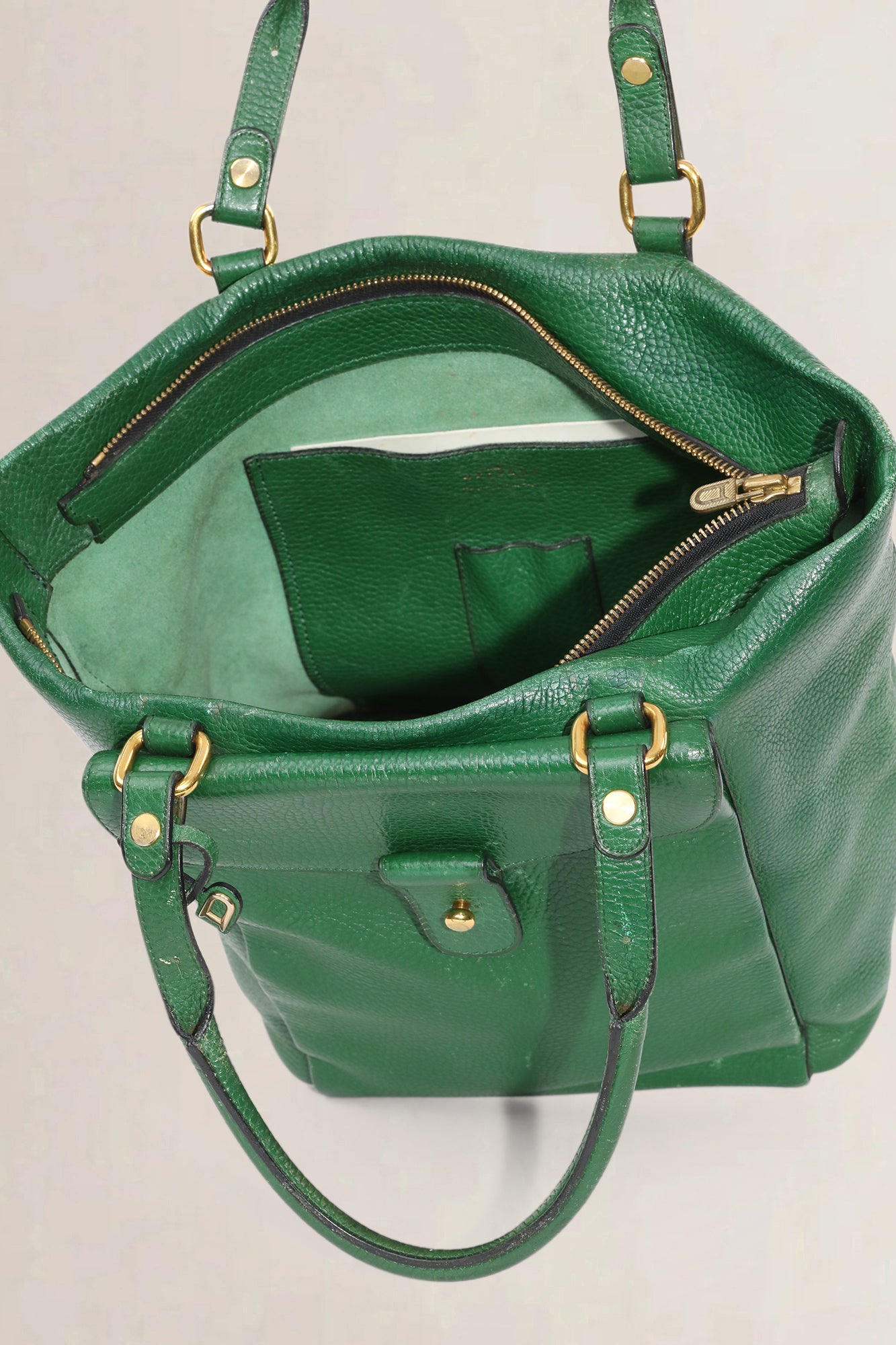 Delvaux Green Leather Méli-Mélo Shoulder Bag