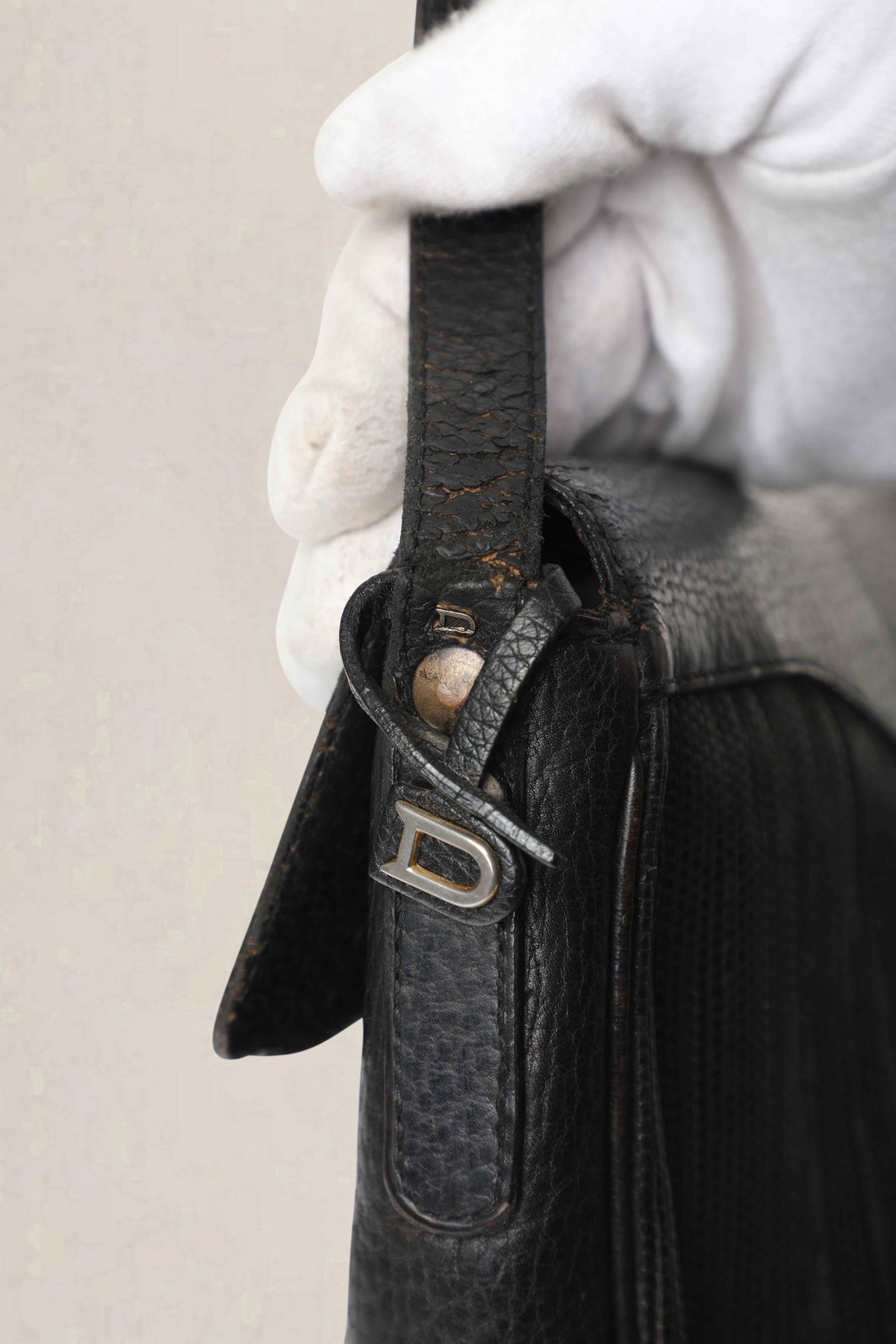 Delvaux Black Vintage Toile de Cuir Crossbody Bag