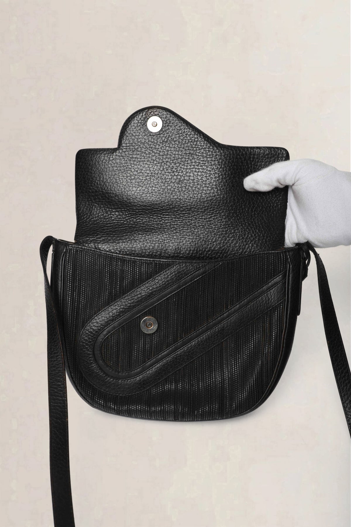 Delvaux Black Vintage Toile de Cuir Crossbody Bag
