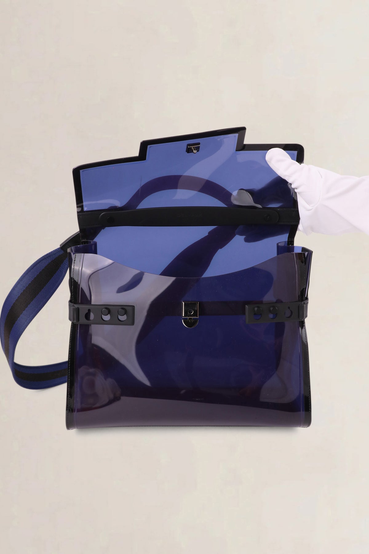 Delvaux Dark Night Tempête Vinyl Shoulder Bag
