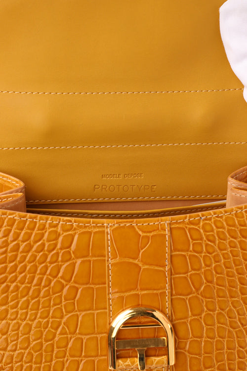 Delvaux Soft Yellow Brillant Crocodile Mini Crossbody Bag