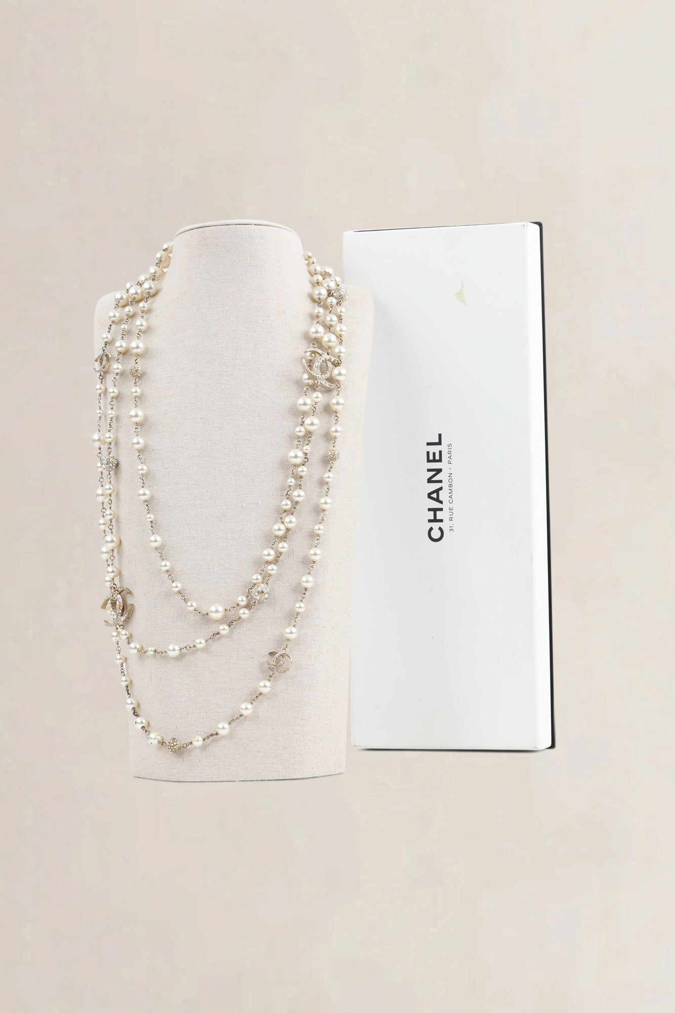 Chanel Pearl CC Crystal Long Necklace
