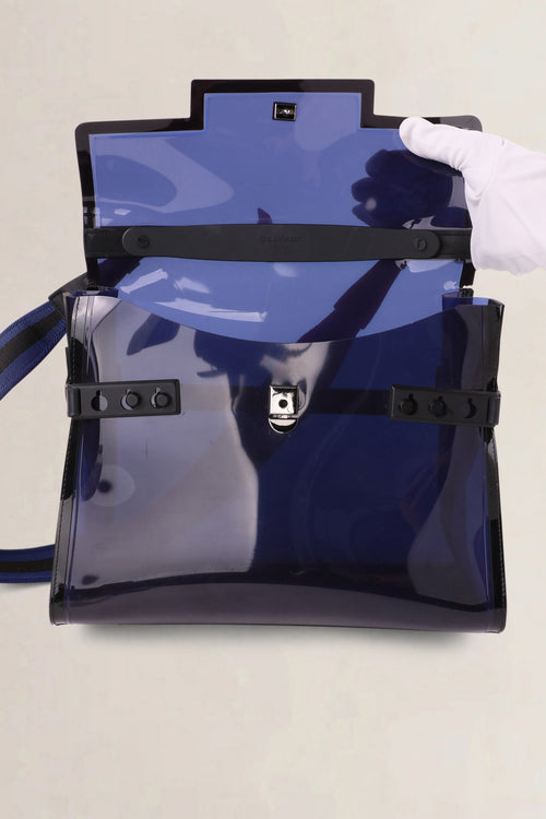Delvaux Dark Night Tempête Vinyl Shoulder Bag