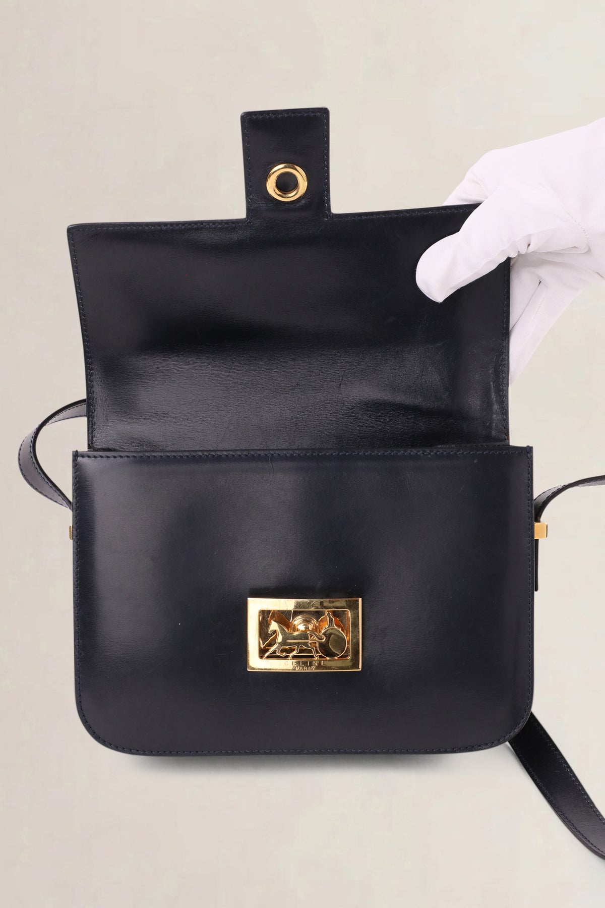 Céline Vintage Navy Carriage Crossbody Bag