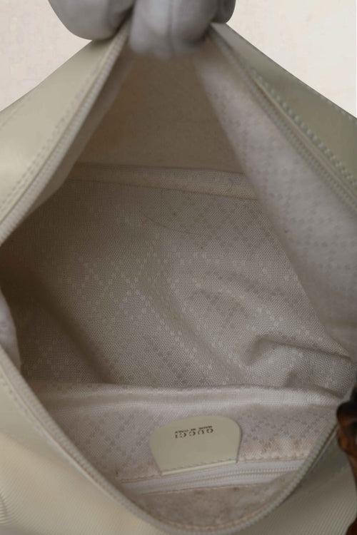 Gucci blanc Bamboo à poignée Sac porté épaule