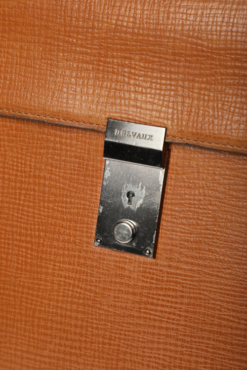 Delvaux Cognac Vintage Briefcase Top Handle Bag