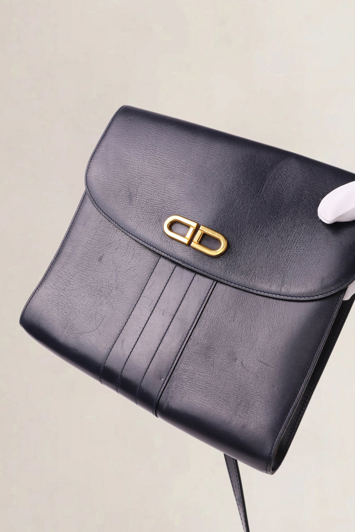 Delvaux Vintage Navy Blue Crossbody Bag