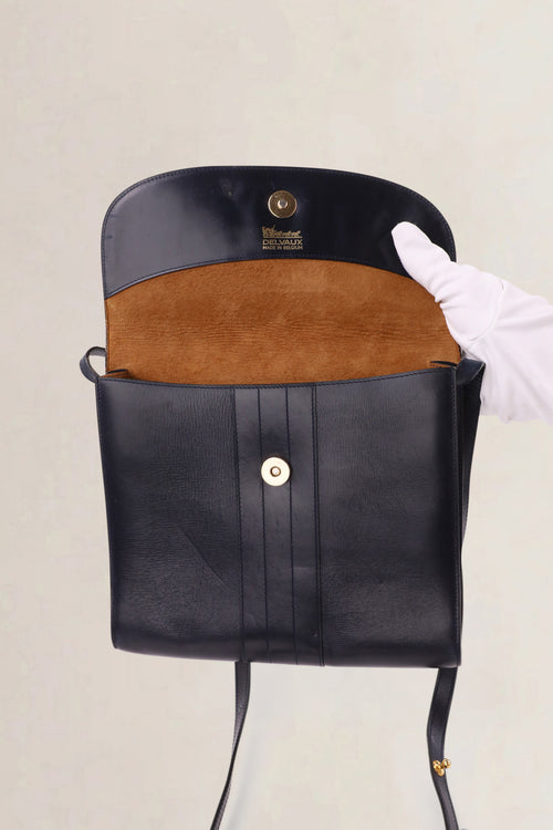 Delvaux Vintage Navy Blue Crossbody Bag