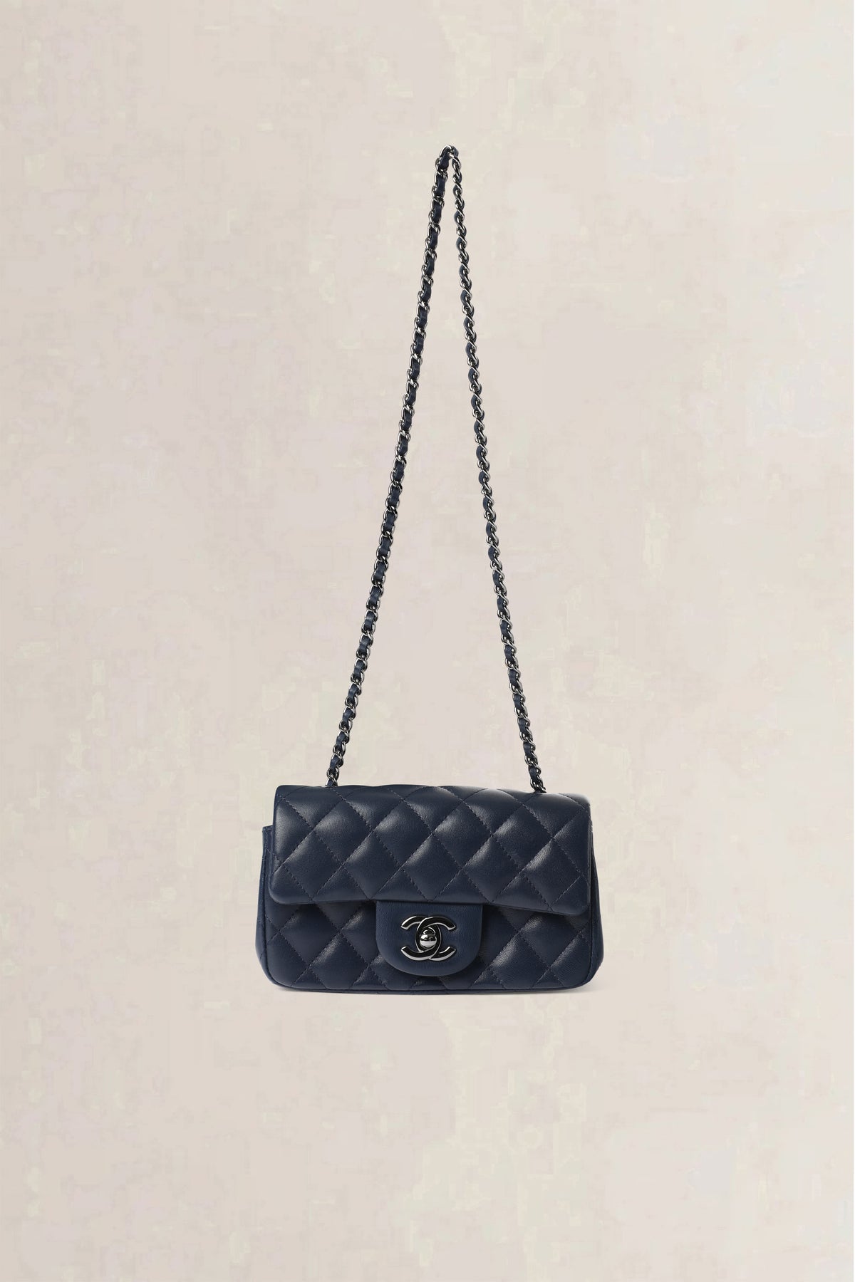Chanel Navy Quilted Wallet on Chain