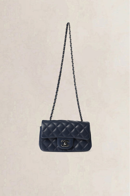 Chanel Navy Quilted Wallet on Chain