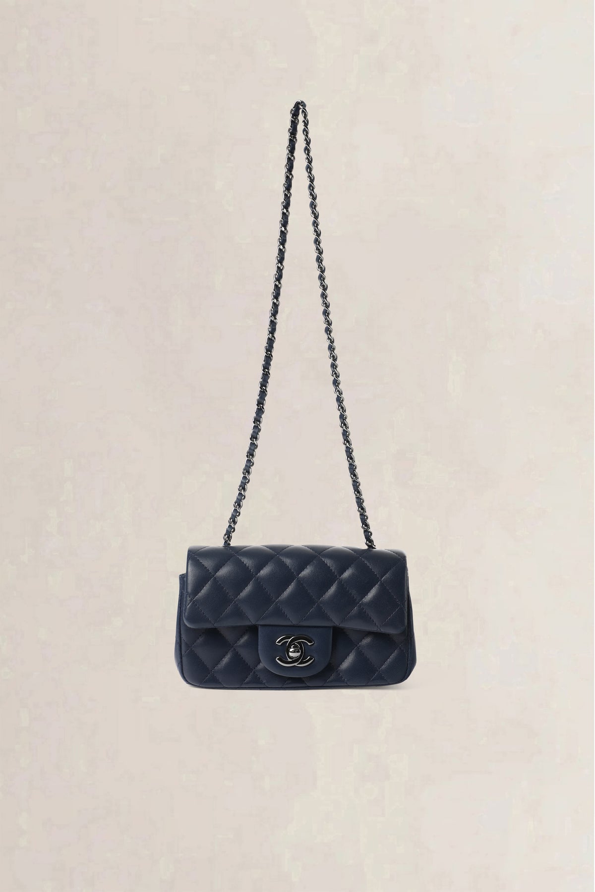 Chanel Navy Quilted Wallet on Chain