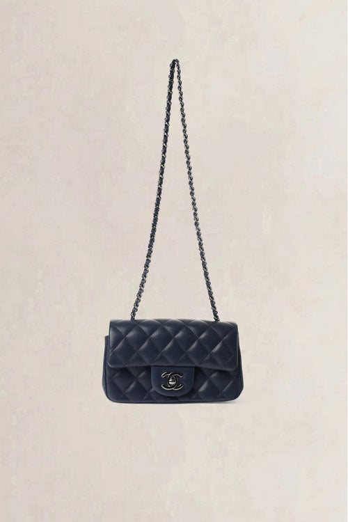 Chanel Navy Quilted Wallet on Chain