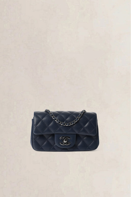 Chanel Navy Quilted Wallet on Chain