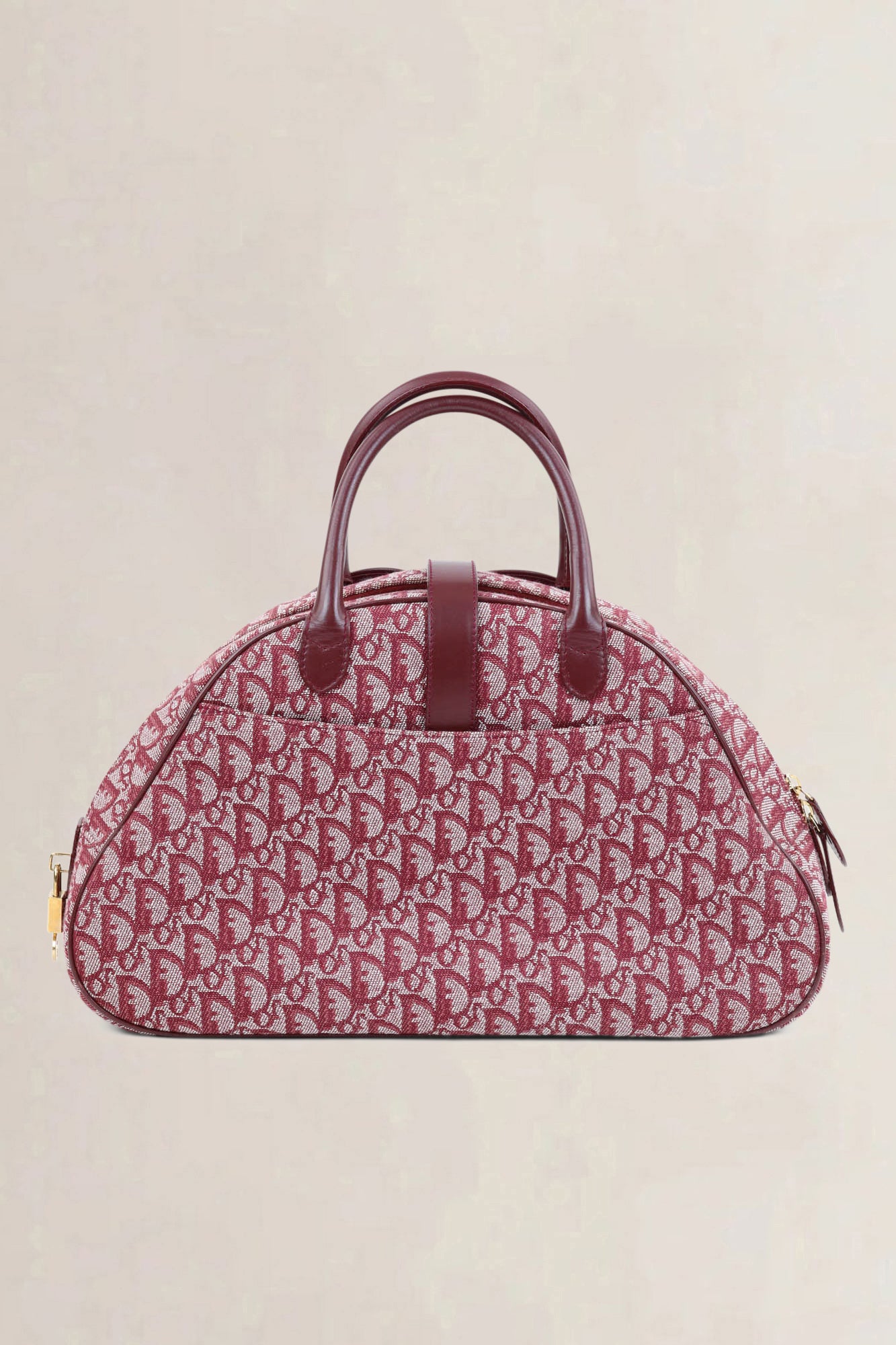 Christian Dior Red Monogram Saddle Bowler Top Handle Bag