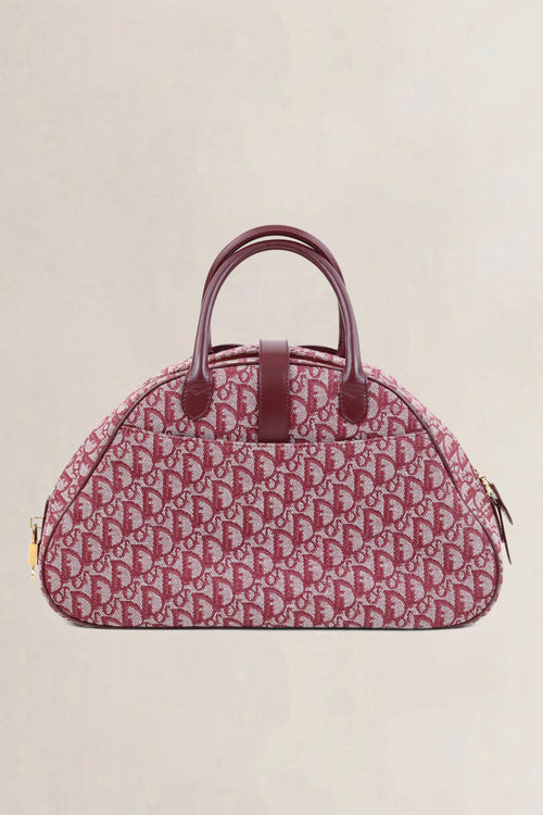 Christian Dior Red Monogram Saddle Bowler Top Handle Bag