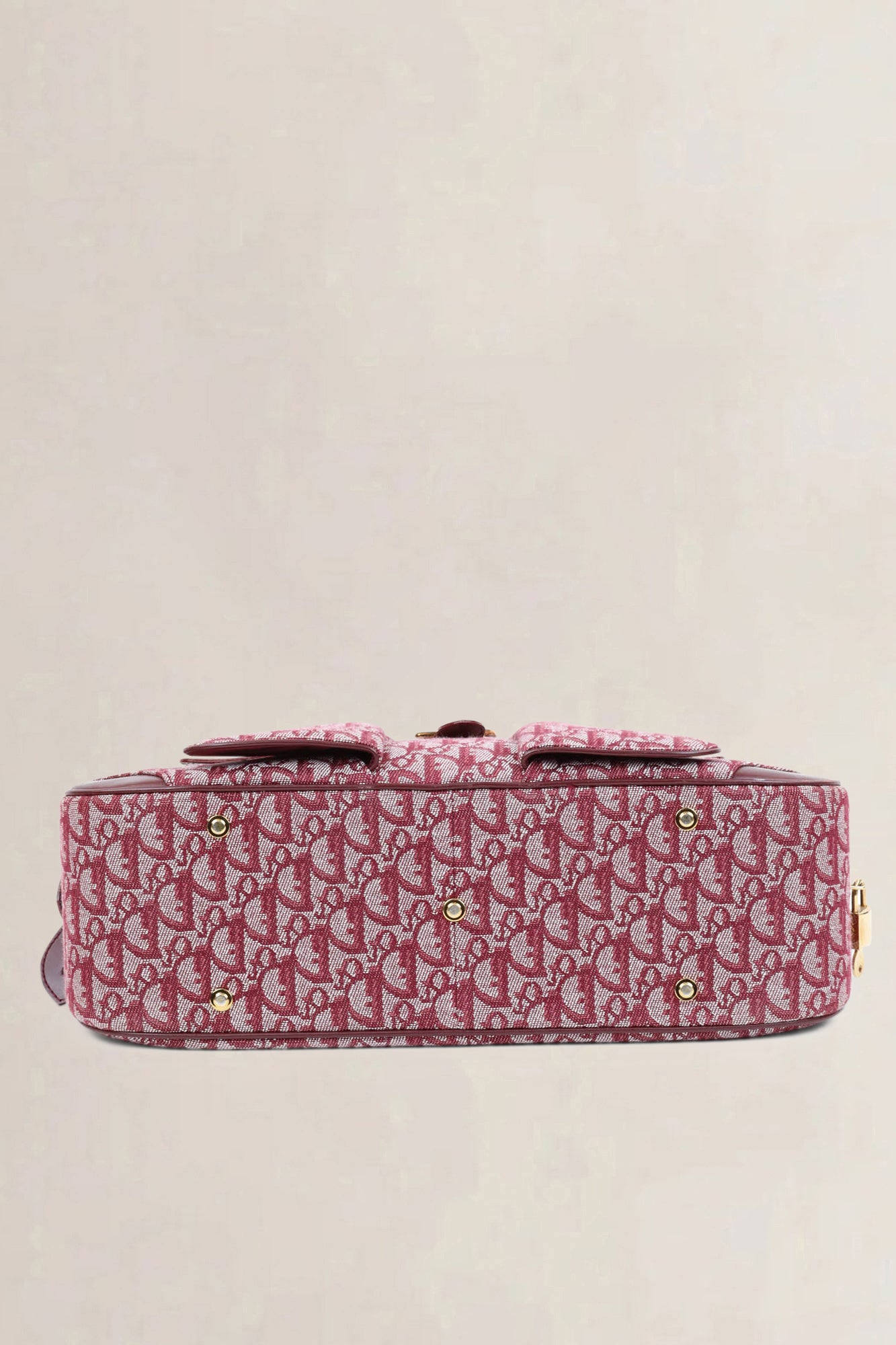 Christian Dior Red Monogram Saddle Bowler Top Handle Bag