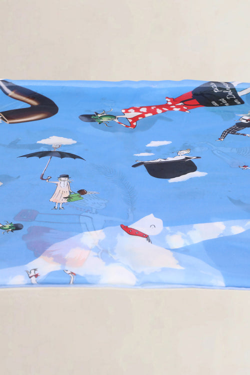 Delvaux Blue Magritte Silk Scarf