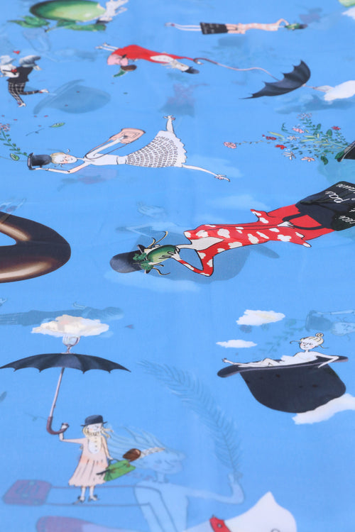 Delvaux Blue Magritte Silk Scarf