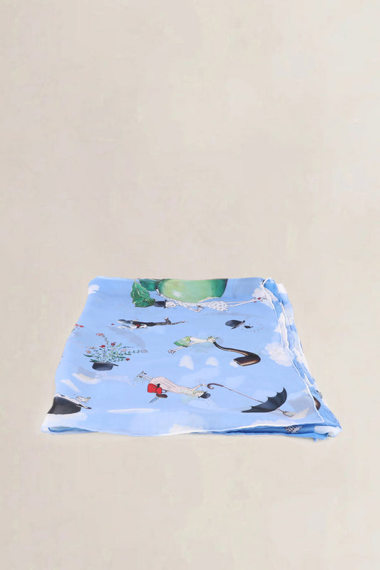 Delvaux Blue Magritte Silk Scarf — preloved