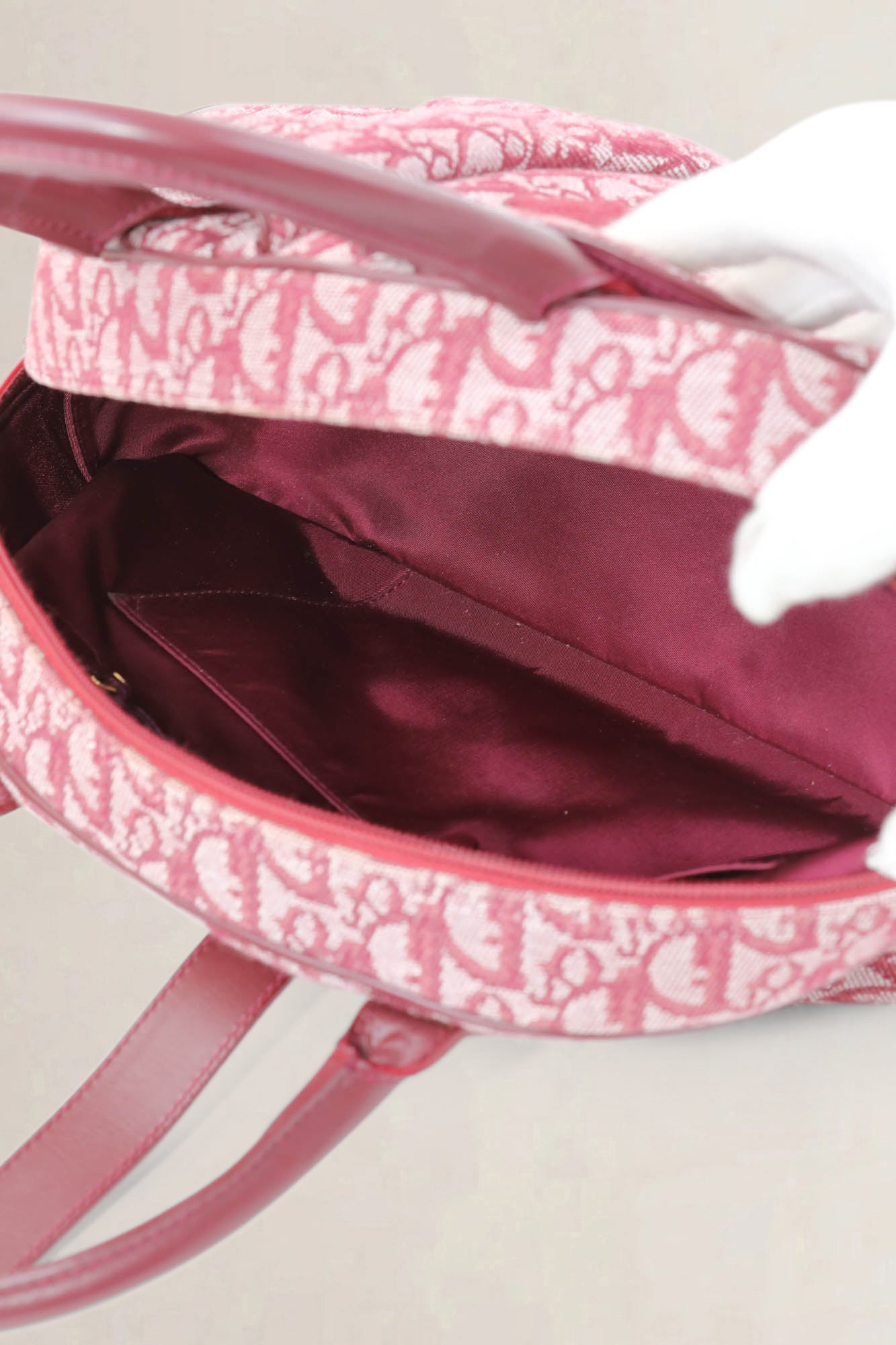 Christian Dior Red Monogram Saddle Bowler Top Handle Bag