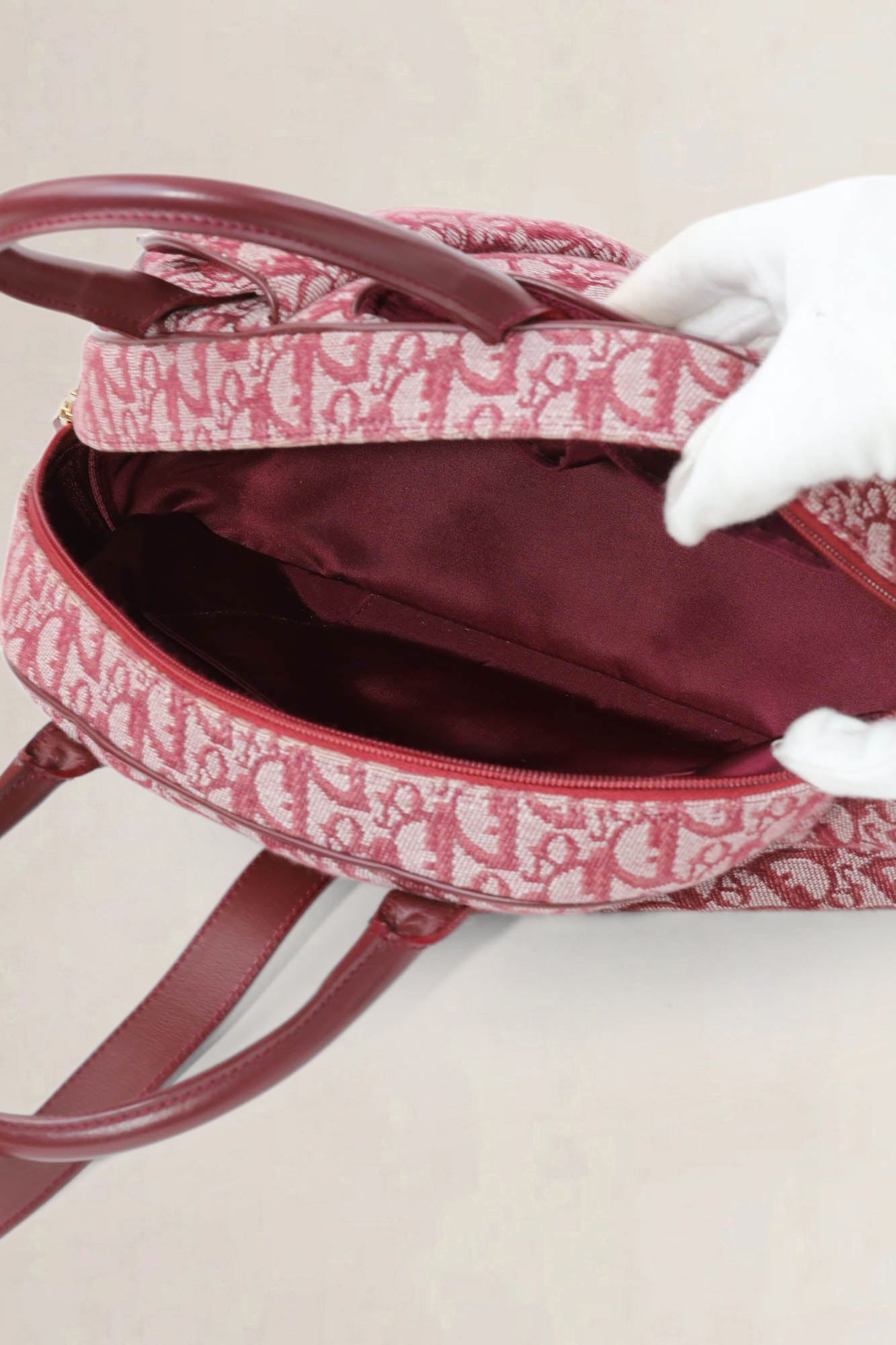Christian Dior Red Monogram Saddle Bowler Top Handle Bag