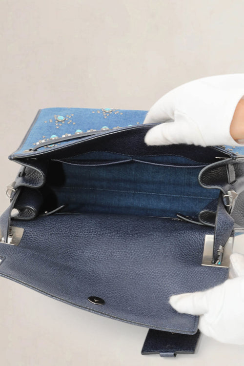 Valentino Garavani Denim My Rockstud Top Handle Bag