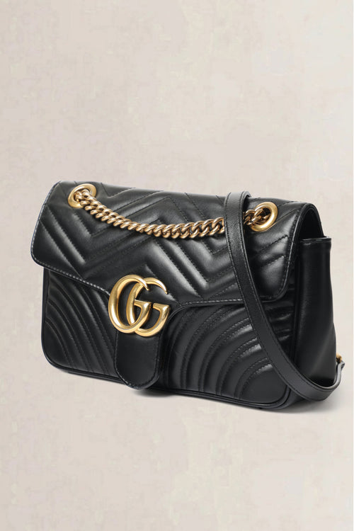 Gucci Black GG Marmont Matelassé Small Shoulder Bag