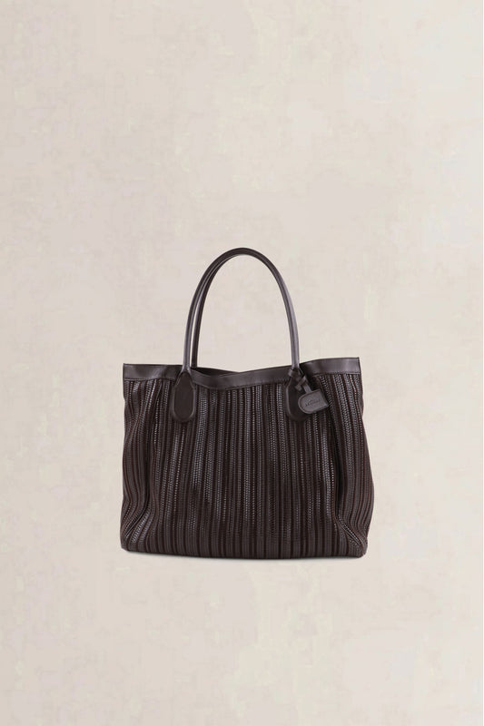 Delvaux Dark Brown Toile de Cuir Shoulder Bag