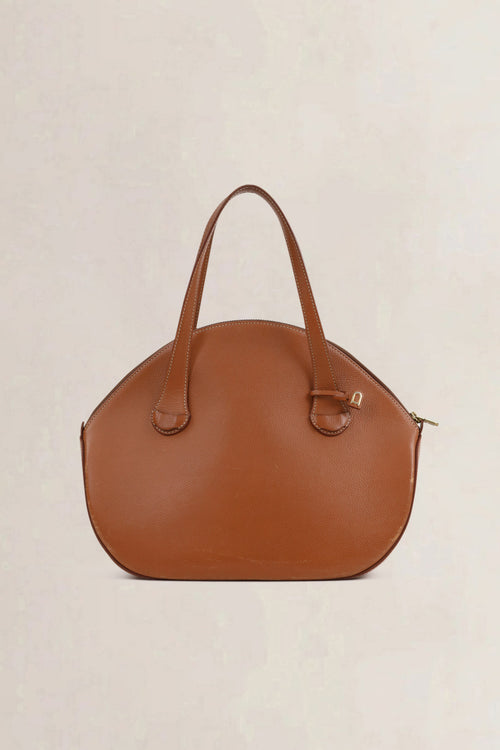 Delvaux Cognac Sourire Top Handle Bag