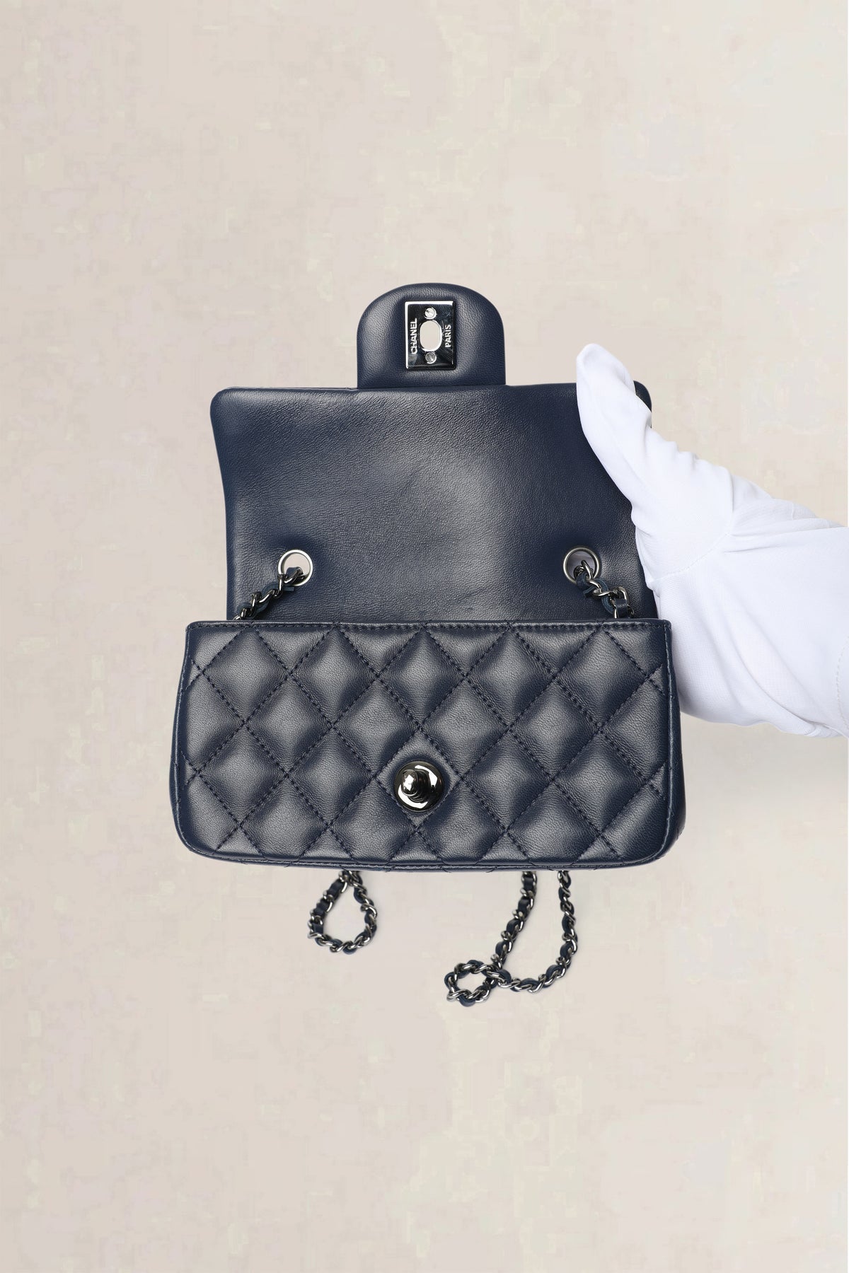 Chanel Navy Quilted Wallet on Chain