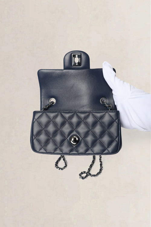 Chanel Navy Quilted Wallet on Chain