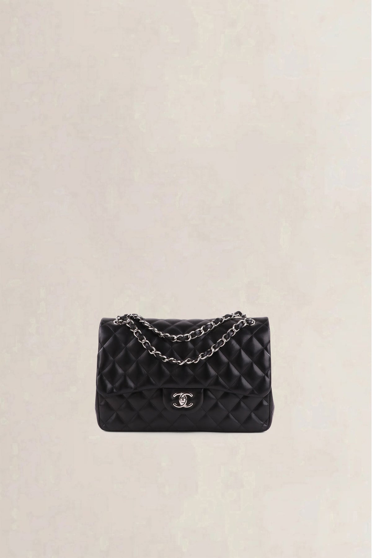 Chanel Black Lambskin Quilted Jumbo Classic Flap Crossbody Bag