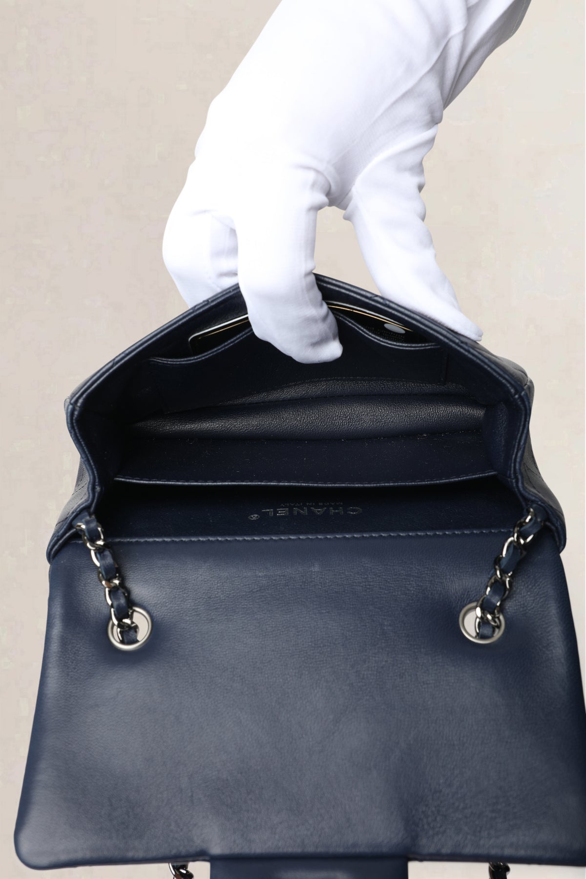 Chanel Navy Quilted Wallet on Chain
