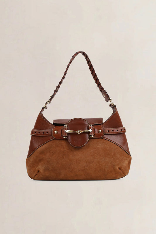 Gucci Brown Suède Pelham Horsebit Shoulder Bag