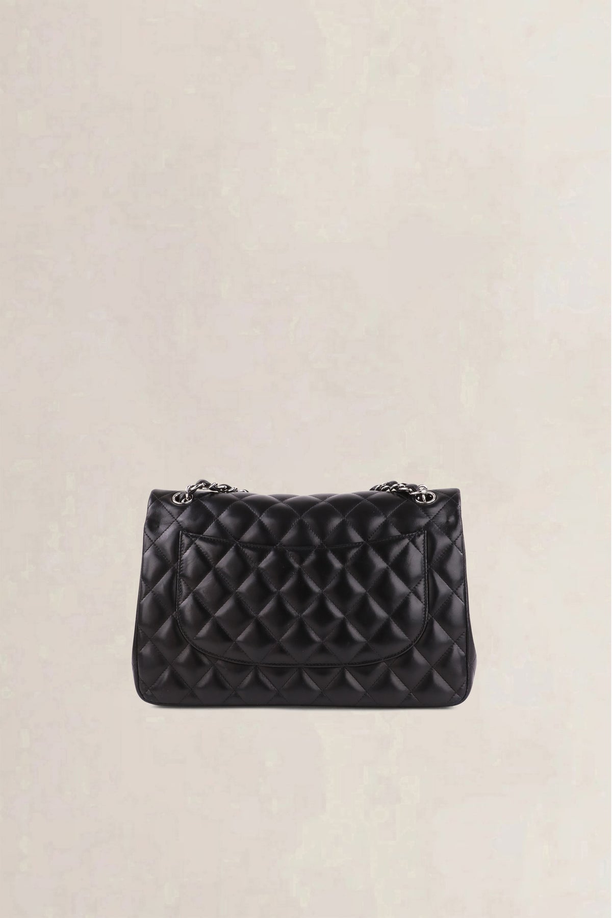 Chanel Black Lambskin Quilted Jumbo Classic Flap Crossbody Bag