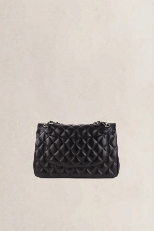 Chanel Black Lambskin Quilted Jumbo Classic Flap Crossbody Bag