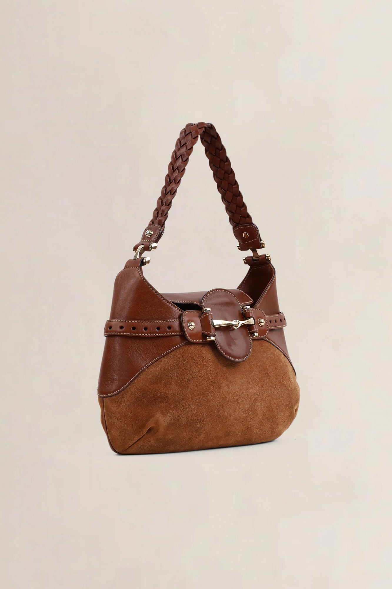 Gucci Brown Suède Pelham Horsebit Shoulder Bag