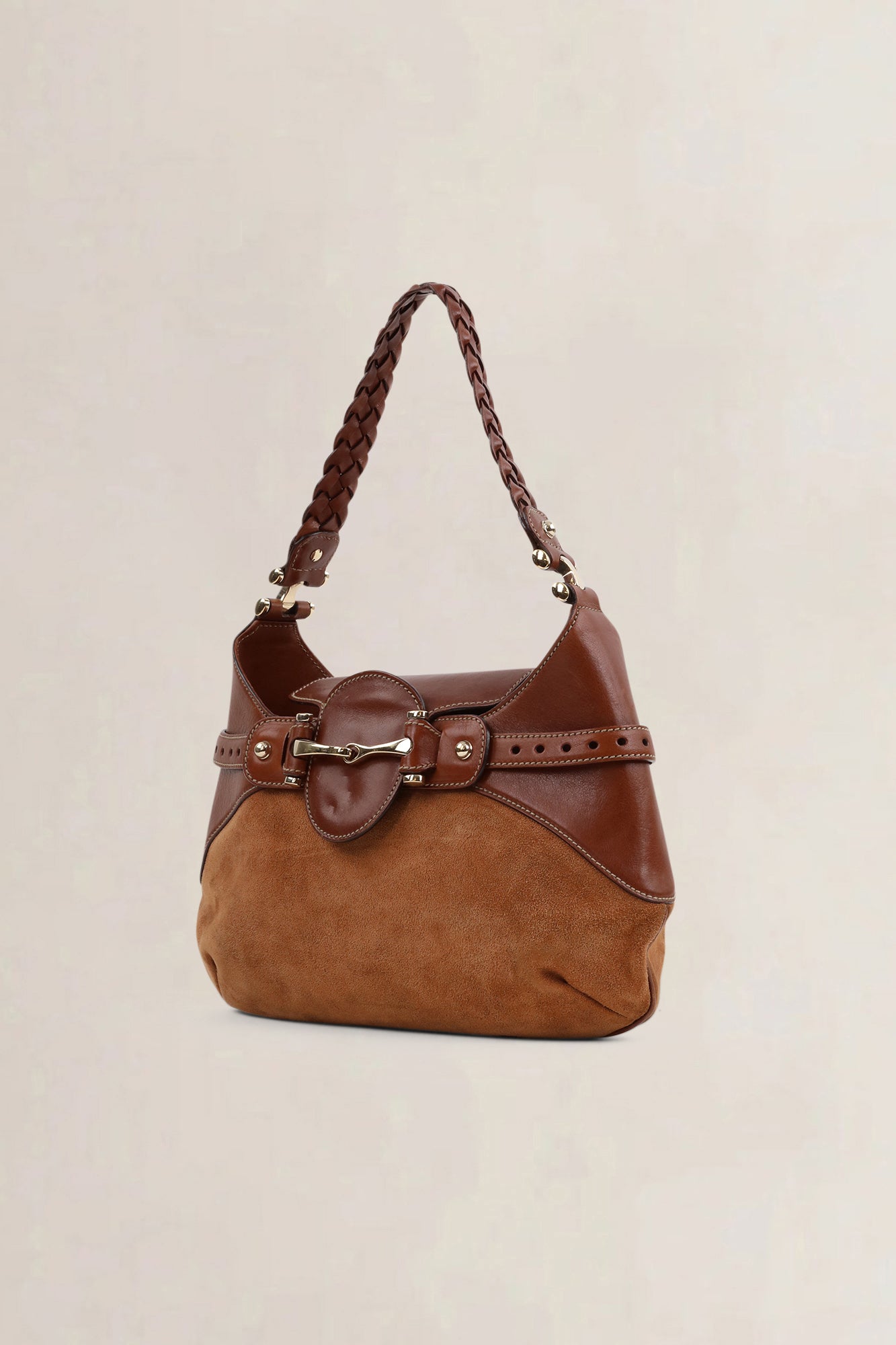 Gucci Brown Suède Pelham Horsebit Shoulder Bag