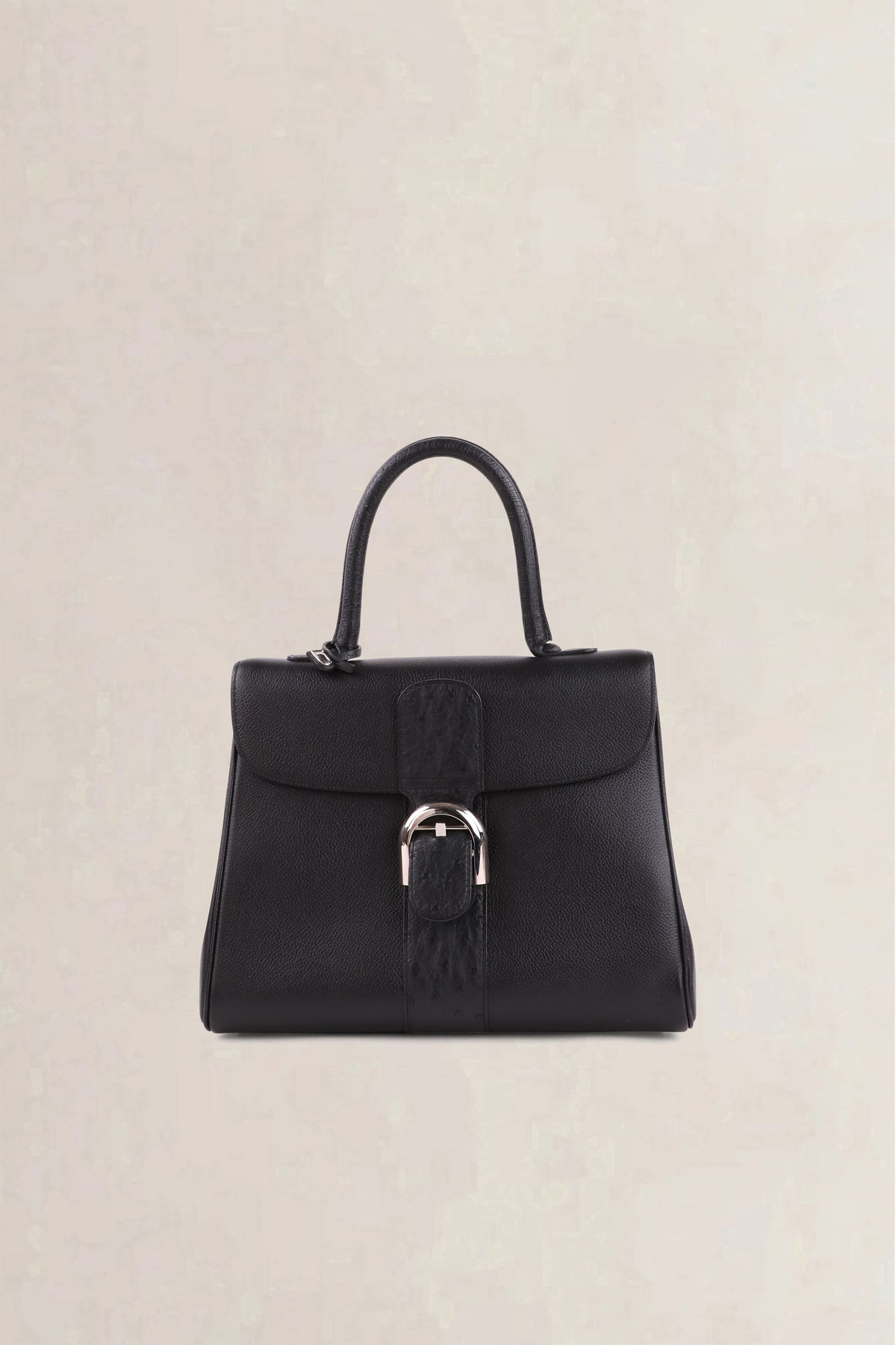 Delvaux Black Brillant Autruche MM Crossbody Bag