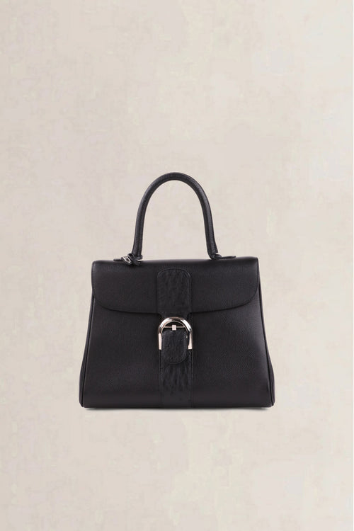 Delvaux Black Brillant Autruche MM Crossbody Bag