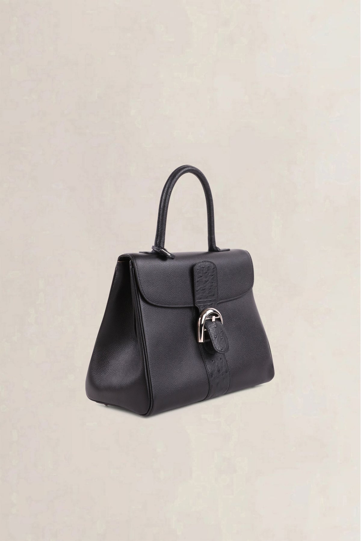Delvaux Black Brillant Autruche MM Crossbody Bag