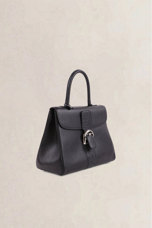 Delvaux Black Brillant Autruche MM Crossbody Bag