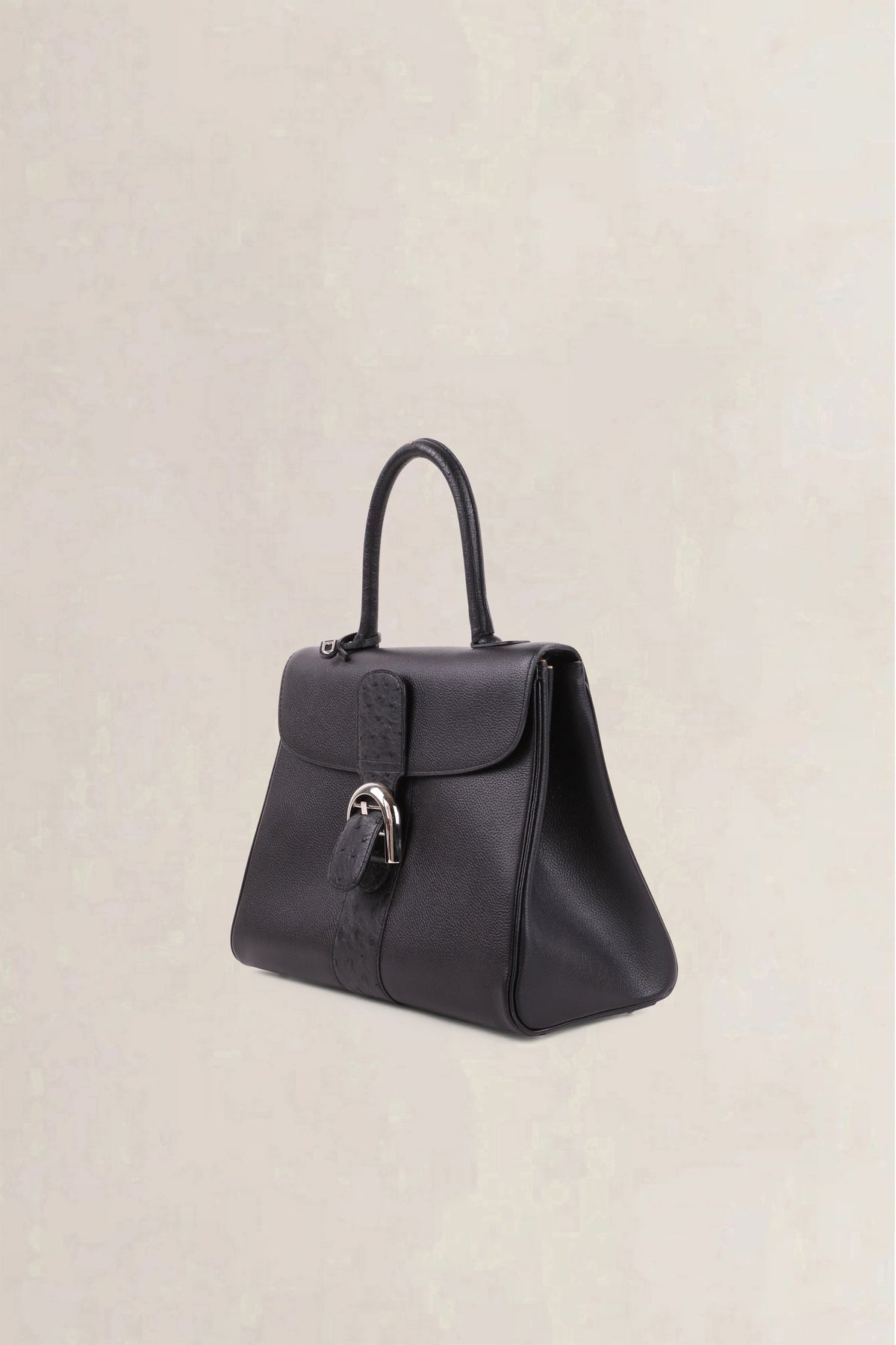 Delvaux Black Brillant Autruche MM Crossbody Bag