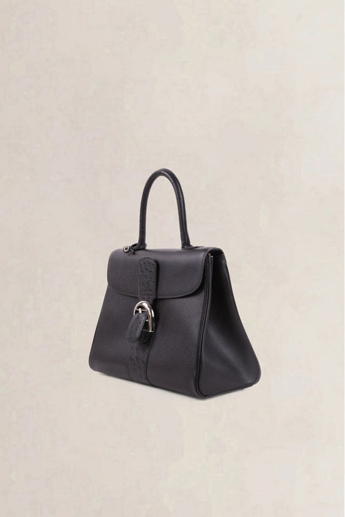 Delvaux Black Brillant Autruche MM Crossbody Bag