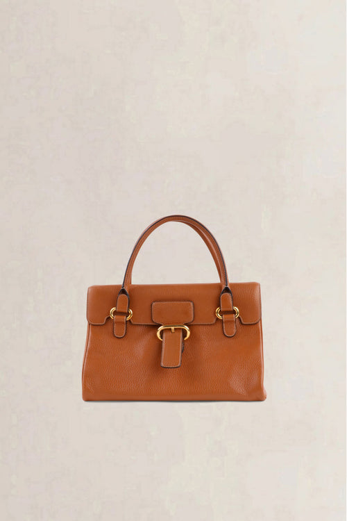 Delvaux Vintage Cognac Jumping Calf Top Handle Bag