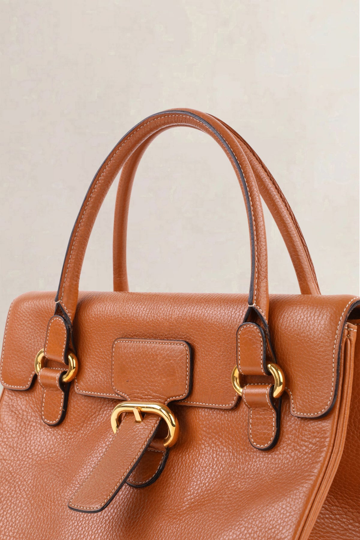 Delvaux Vintage Cognac Jumping Calf Top Handle Bag